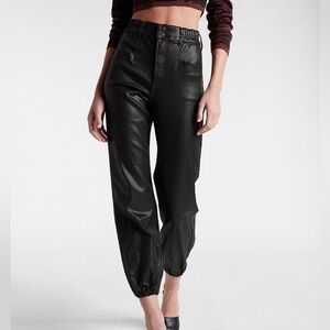 NWOT Express Super High Waisted Black Coated Jogger Jeans Size 2 NWOT